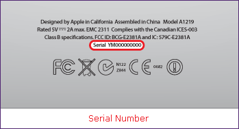 A Serial number consists of 11 or 12 alphanumeric characters and is unique to each and every device.