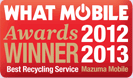 What Mobile Awards 2012 / 2013 Winner - Best Recycling Service